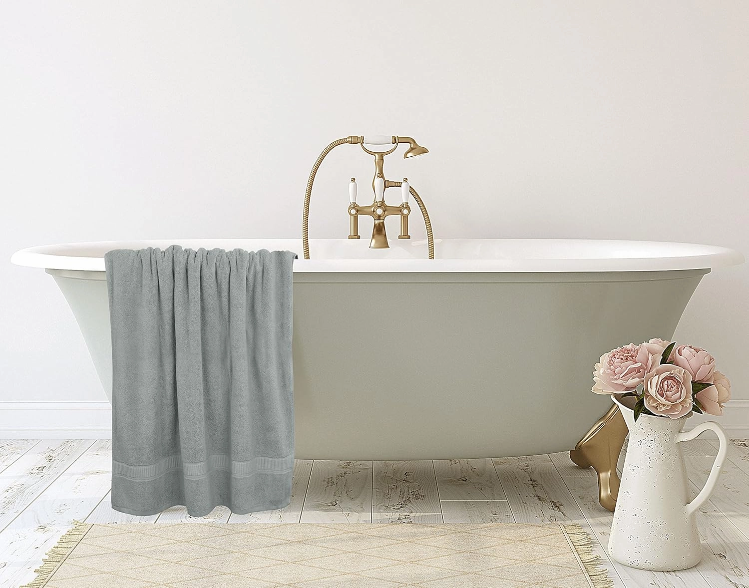 Utopia Towels Luxurious Jumbo Bath Sheet 2 Piece, 600 GSM, 35 by 70 Inches, 100% Ring Spun Cotton, Highly Absorbent and Quick Dry Extra Large Bath Towel, Super Soft Towel, Cool Grey