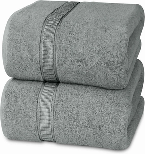 Utopia Towels Luxurious Jumbo Bath Sheet 2 Piece, 600 GSM, 35 by 70 Inches, 100% Ring Spun Cotton, Highly Absorbent and Quick Dry Extra Large Bath Towel, Super Soft Towel, Cool Grey