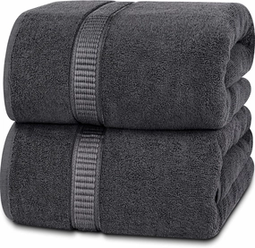 Utopia Towels Luxurious Jumbo Bath Sheet 2 Piece, 600 GSM, 35 by 70 Inches, 100% Ring Spun Cotton, Highly Absorbent and Quick Dry Extra Large Bath Towel, Super Soft Towel, Grey