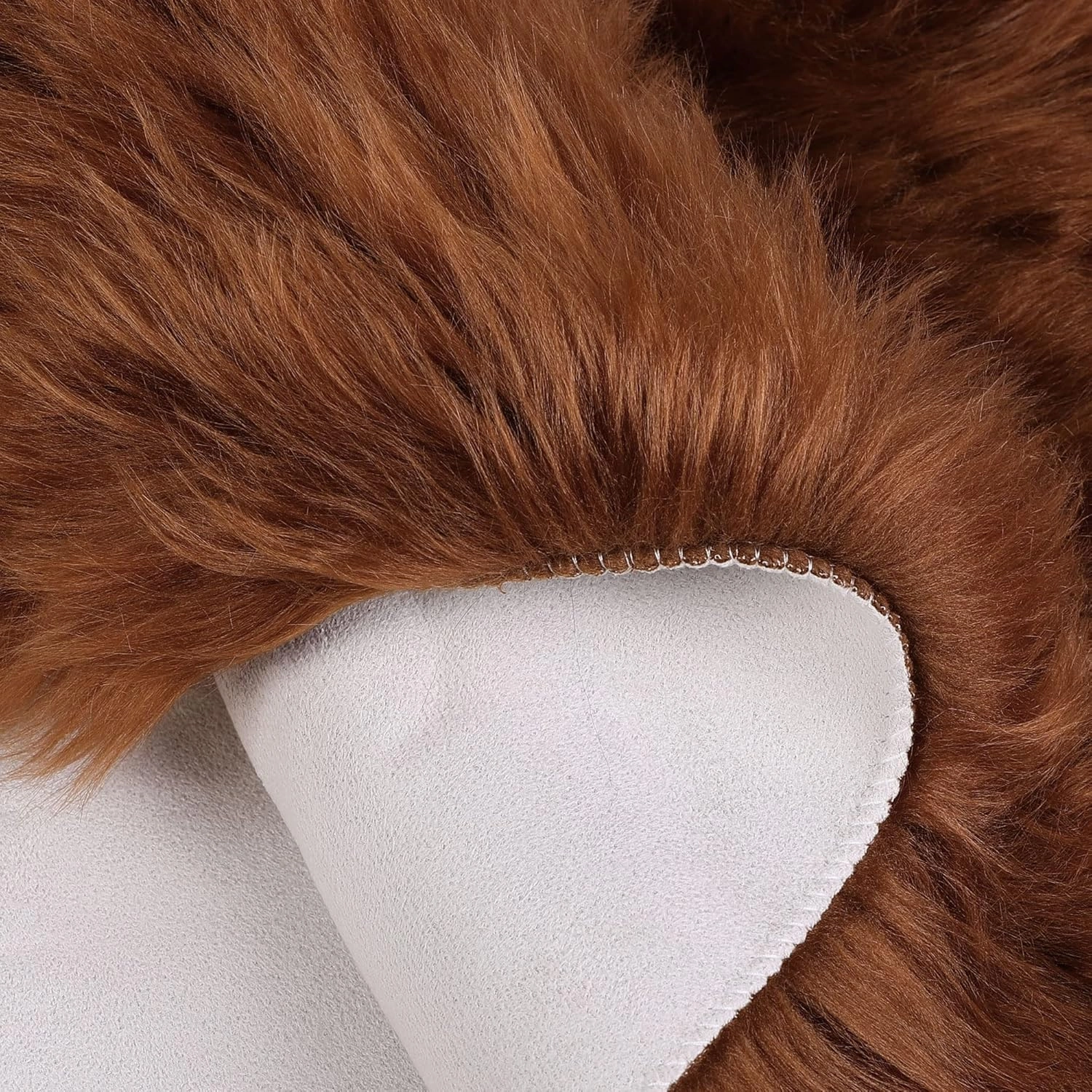uxcell Faux Fur Round Rug,Fluffy Area Mat,Fluff Rugs for Bedroom Floor Sofa Living Room 3 x 3 Feet Brown