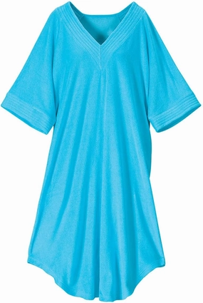 V Neck Turquoise Terry Caftan by Sawyer CreekTM