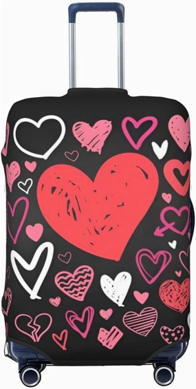 Valentine Hearts Travel Luggage Cover Fits 18-32 Inch Luggage, Stretchy Suitcase Cover Protector with Concealed Zipper for Wheeled Suitcase Travel Accessories