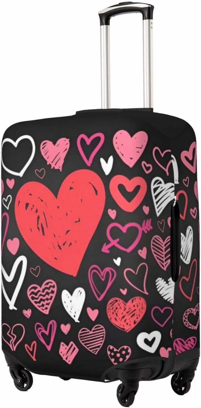 Valentine Hearts Travel Luggage Cover Fits 18-32 Inch Luggage, Stretchy Suitcase Cover Protector with Concealed Zipper for Wheeled Suitcase Travel Accessories