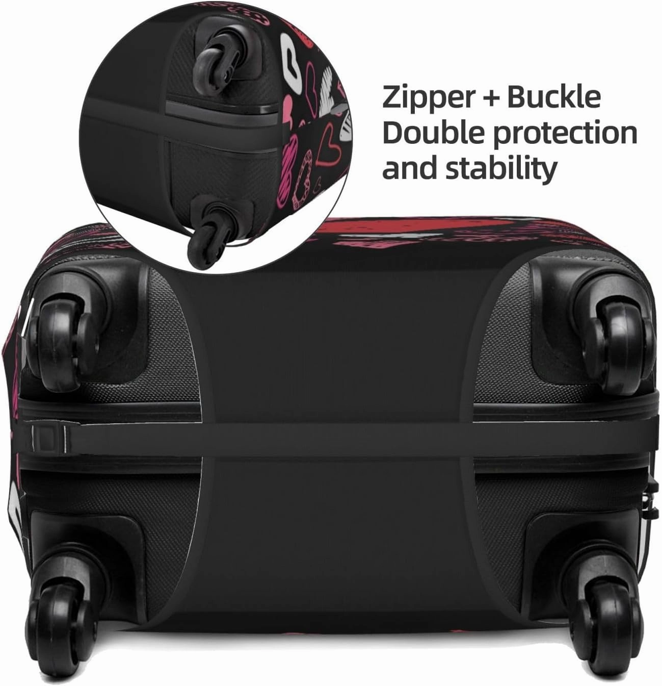 Valentine Hearts Travel Luggage Cover Fits 18-32 Inch Luggage, Stretchy Suitcase Cover Protector with Concealed Zipper for Wheeled Suitcase Travel Accessories