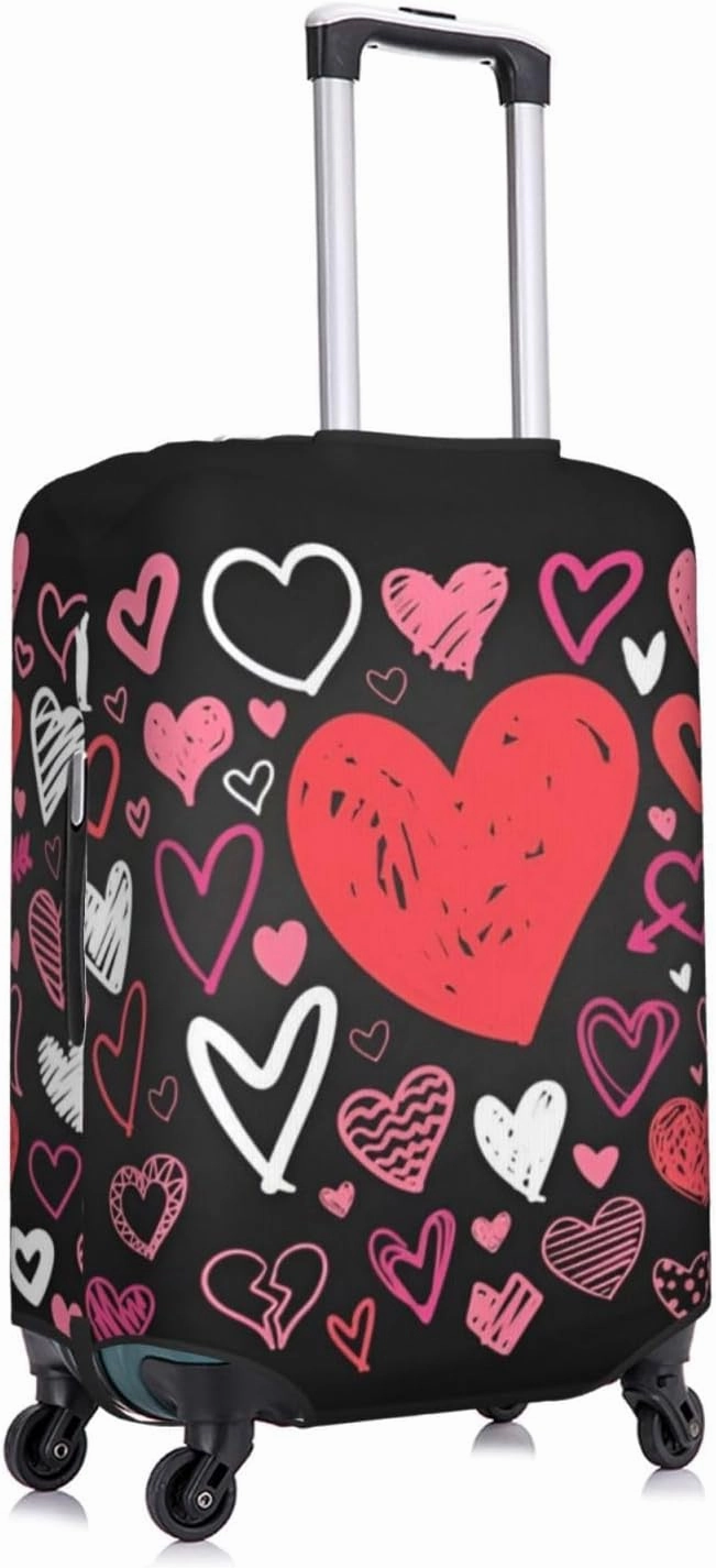 Valentine Hearts Travel Luggage Cover Fits 18-32 Inch Luggage, Stretchy Suitcase Cover Protector with Concealed Zipper for Wheeled Suitcase Travel Accessories