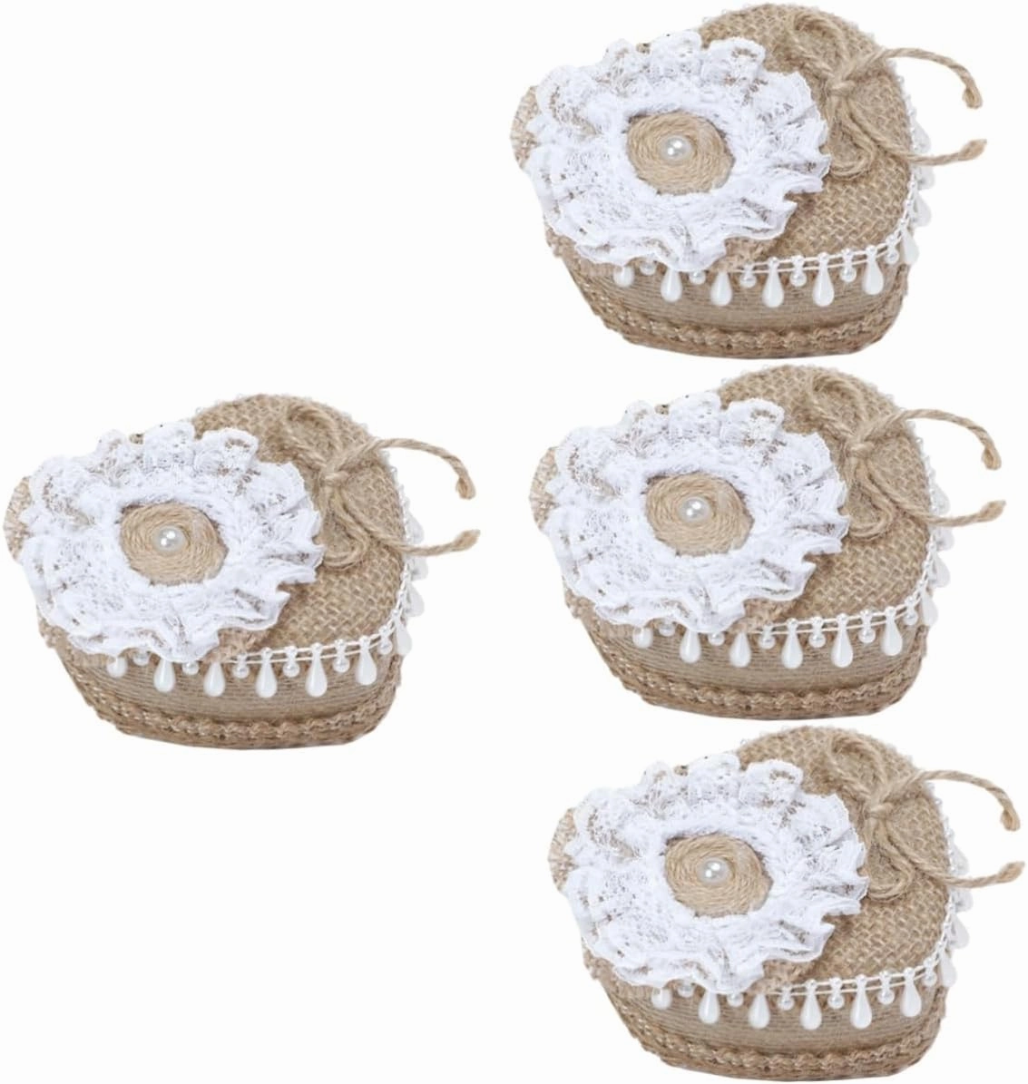 VALICLUD 4pcs Engagement Box Rustic Linen Covered Jewelry Case for Wedding Ceremony Storage for Keepsakes Compact Lightweight Design for Proposals Anniversaries