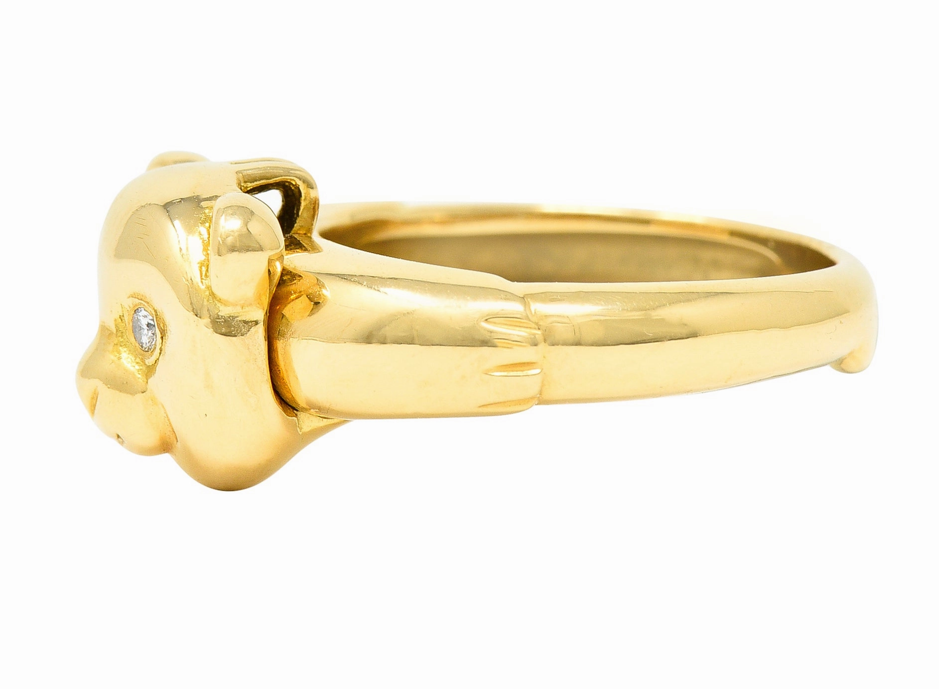 Van Cleef & Arpels French Diamond 18 Karat Yellow Gold Vintage Teddy Bear Convertible Pendant To Band Ring