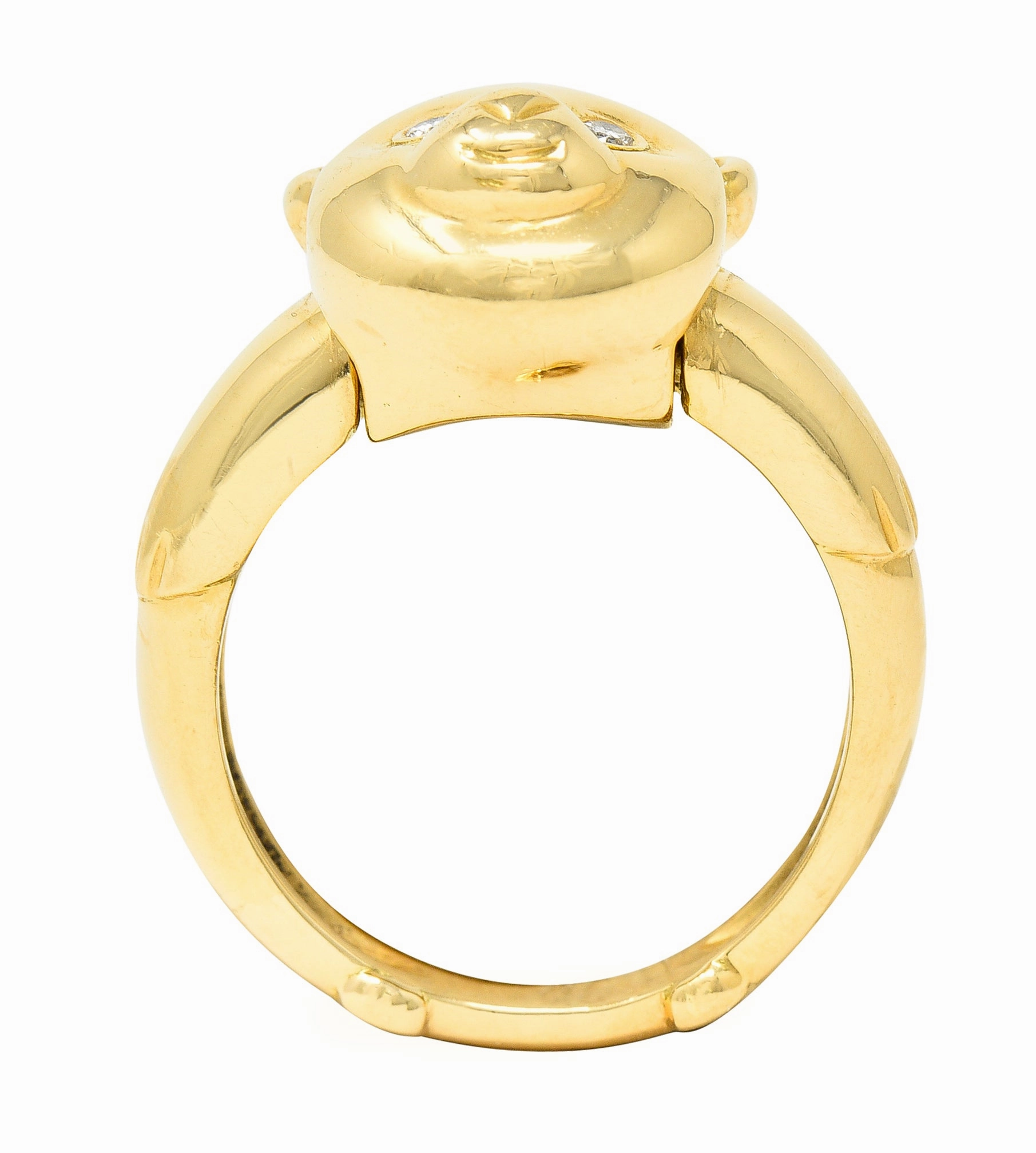 Van Cleef & Arpels French Diamond 18 Karat Yellow Gold Vintage Teddy Bear Convertible Pendant To Band Ring