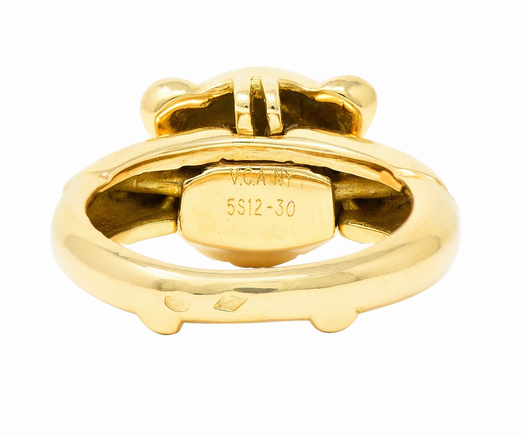 Van Cleef & Arpels French Diamond 18 Karat Yellow Gold Vintage Teddy Bear Convertible Pendant To Band Ring