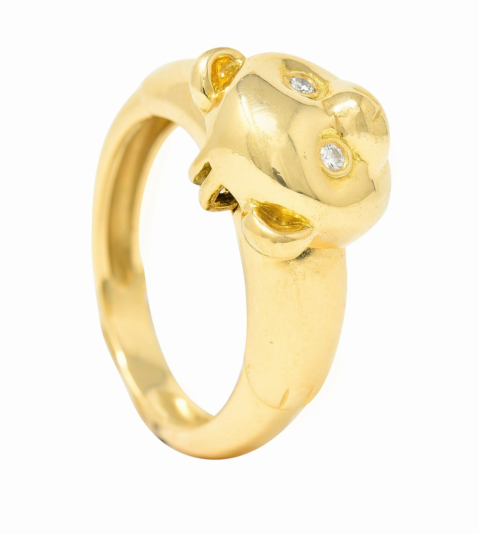 Van Cleef & Arpels French Diamond 18 Karat Yellow Gold Vintage Teddy Bear Convertible Pendant To Band Ring