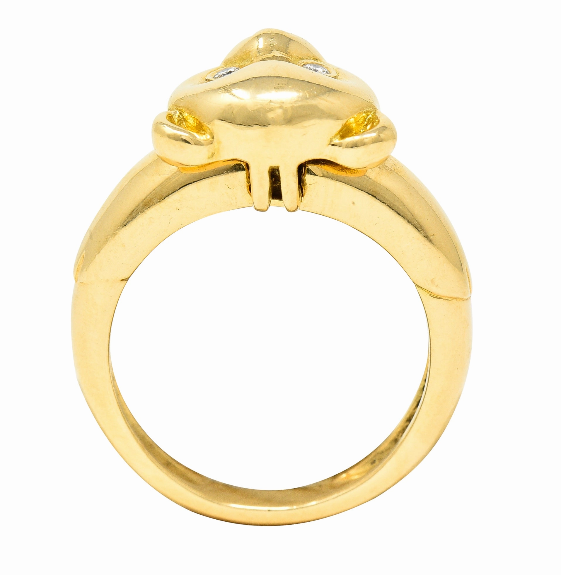 Van Cleef & Arpels French Diamond 18 Karat Yellow Gold Vintage Teddy Bear Convertible Pendant To Band Ring