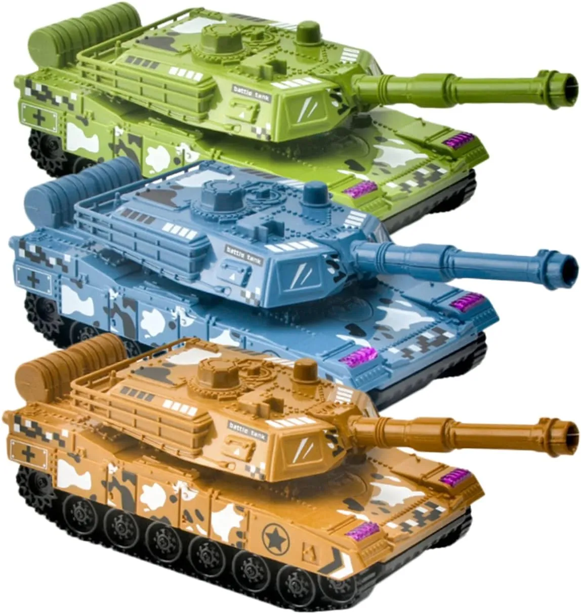 VANZACK 3Pcs Pull Back Tank Simulation Tank Models for Desktop Decor Educational Enhances Hand Eye Coordination and Imagination
