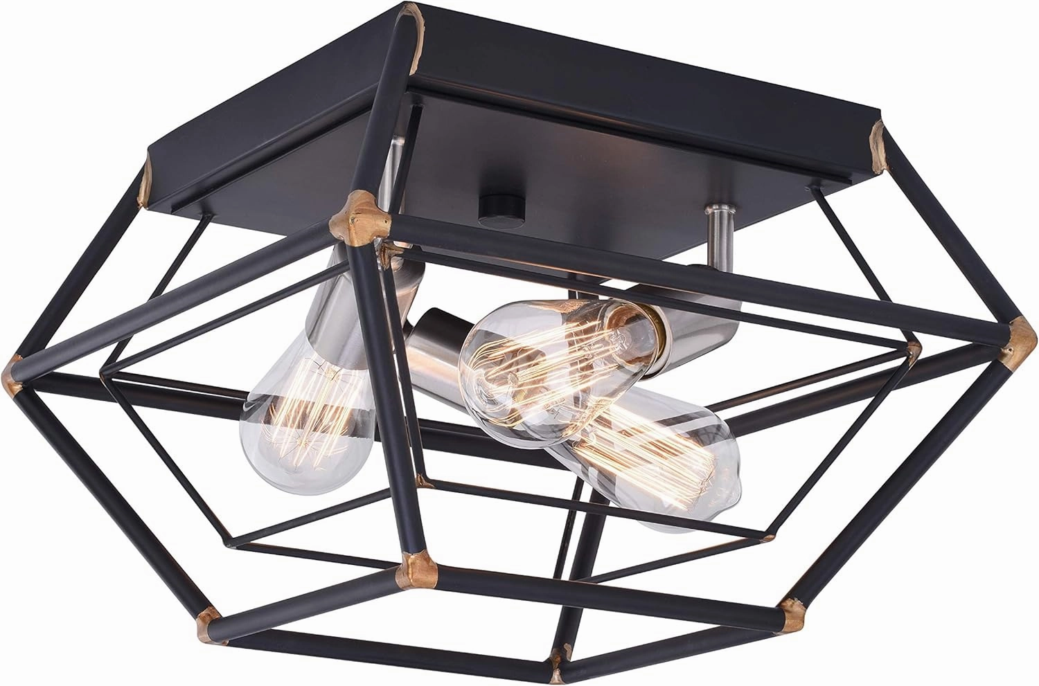 VAXCEL Bartlett 8-in W Bronze Industrial Cage Flush Mount Ceiling Light Fixture