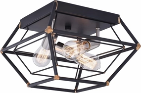 VAXCEL Bartlett 8-in W Bronze Industrial Cage Flush Mount Ceiling Light Fixture