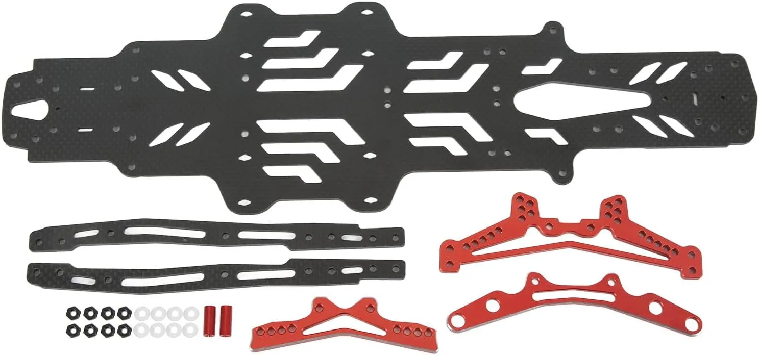VBESTLIFE 1:10 Scale RC Car Chassis Kit, Aluminum Alloy Accurate Carbon Fiber Flexible Bottom Plate Set Vehicle 1/10 Accessories for RMX2.0S RRX2.0S (Black)