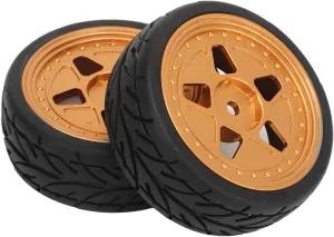 VBESTLIFE RC Car Tires, Aluminum Alloy Rubber Wheel Rims Replacement for ZD Racing 1/16 S16 EX16 RC Car Upgarde Parts (2Pcs)