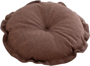 vctops Boho Soft Round Floor Pillow Cushion with Ruffles, Cotton Linen Print Chair Pad Tatami for Meditation, Yoga, Living Room, Balcony (Coffee,18"x18"x5")