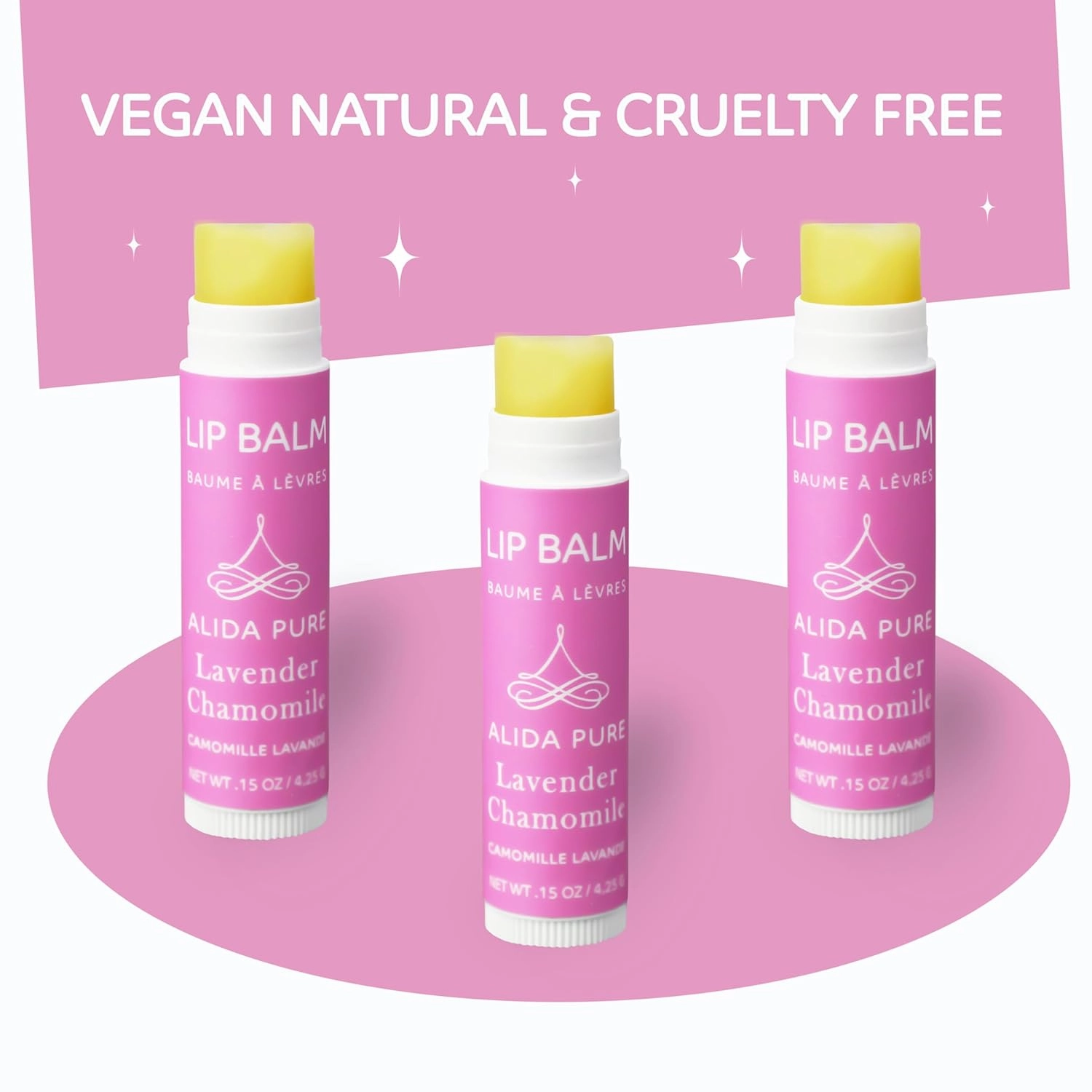 Vegan Lip Balm by PURE   SIMPLE Lavender Chamomile Lip Balm Collection, Cruelty Free Chapstick, Moisturize Dry, ed, or Chapped, Lips, 5 Tube Set.