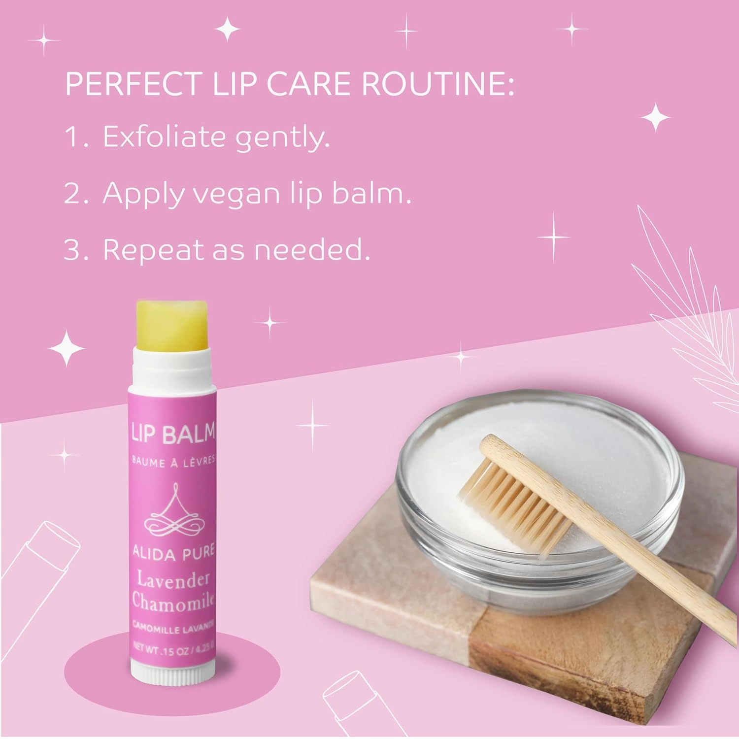 Vegan Lip Balm by PURE   SIMPLE Lavender Chamomile Lip Balm Collection, Cruelty Free Chapstick, Moisturize Dry, ed, or Chapped, Lips, 5 Tube Set.