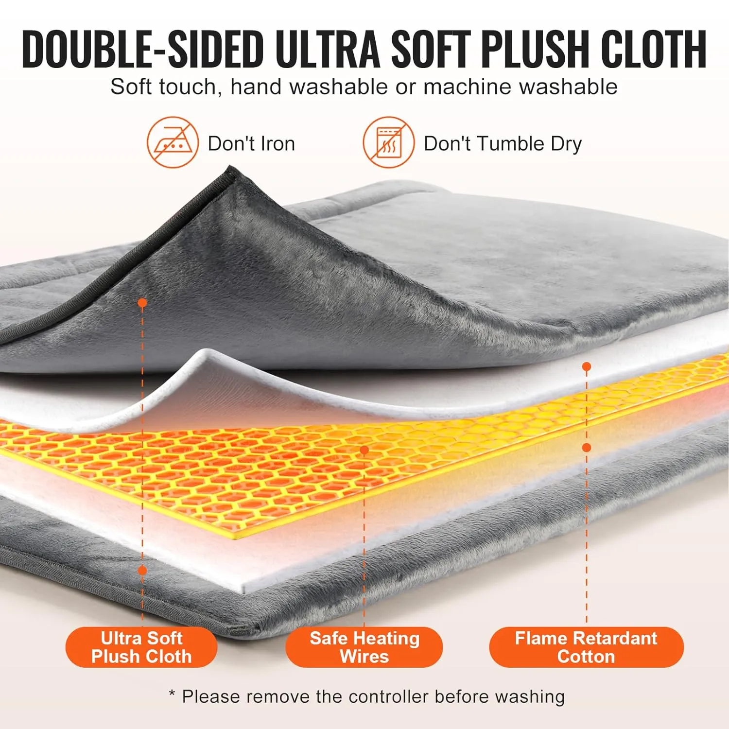 VEVOR Electric Heated Foot Warmer, King Size Ultra-Soft Flannel Heating Pad for Feet with Timer and 6 Heat Level for Bed Office Under Desk, 21.5" x 19.0" Feet Warmers Washable for Back, Waist, Abdomen