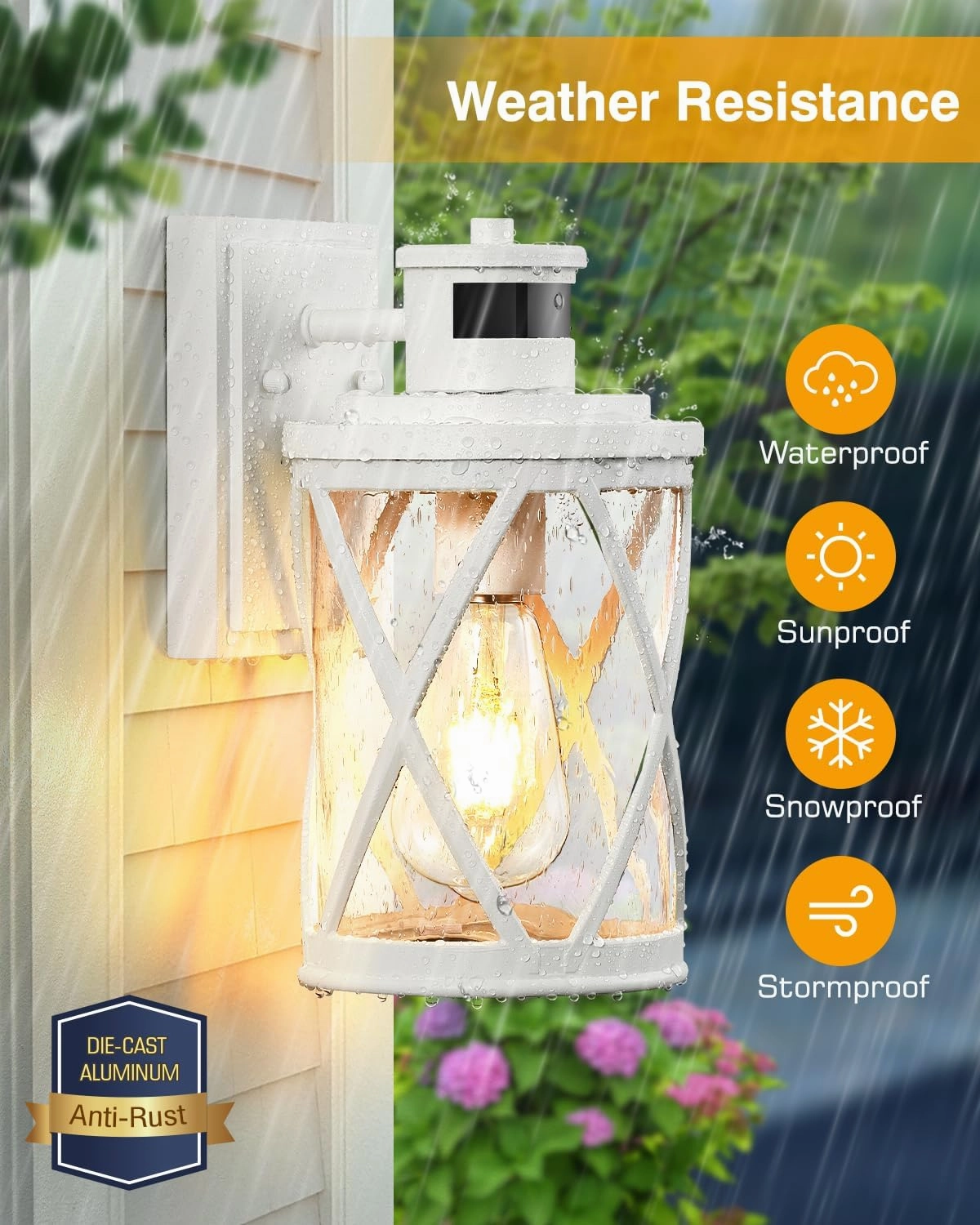 VIANIS Motion Lights for Outside, 2 Pack Outdoor Light Fixtures with Motion Sensor, White Exterior Lighting Fixtures Dusk to Dawn, Waterproof, Anti-Rust Outside Lights for House, Porch,Doorway