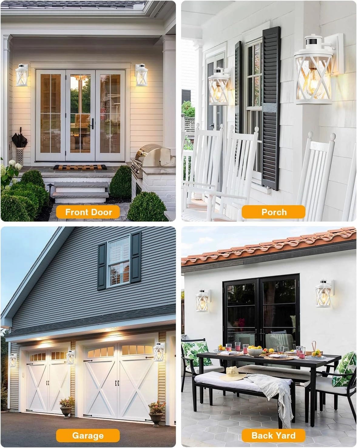 VIANIS Motion Lights for Outside, 2 Pack Outdoor Light Fixtures with Motion Sensor, White Exterior Lighting Fixtures Dusk to Dawn, Waterproof, Anti-Rust Outside Lights for House, Porch,Doorway