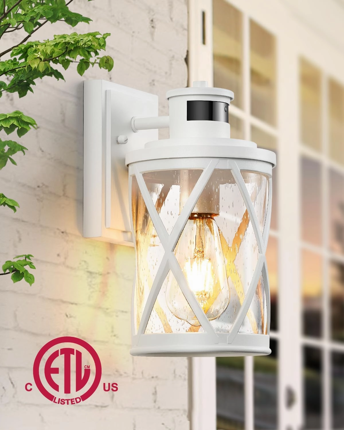 VIANIS Motion Lights for Outside, 2 Pack Outdoor Light Fixtures with Motion Sensor, White Exterior Lighting Fixtures Dusk to Dawn, Waterproof, Anti-Rust Outside Lights for House, Porch,Doorway