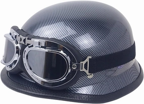 Vintage Motorcycle Half Helmets DOT Approved Motor Retro Helmet Brain-Cap Built-in Goggles Moped Cruiser Moto Cruiser Chopper Half Shell Jet Half Helmet Outdoors Sports Youth Men Women