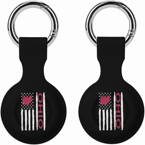 Vintage U.S. Ohio Map Flag Protective Case Compatible with AirTag Holder Cover Keychain for Wallet Luggage Dog Collar