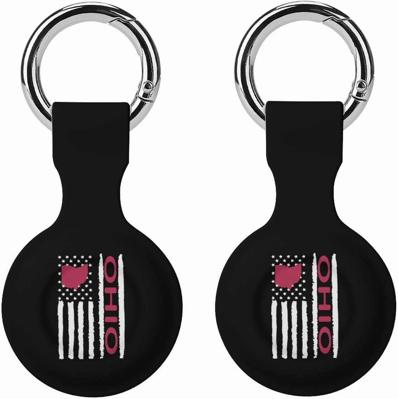 Vintage U.S. Ohio Map Flag Protective Case Compatible with AirTag Holder Cover Keychain for Wallet Luggage Dog Collar