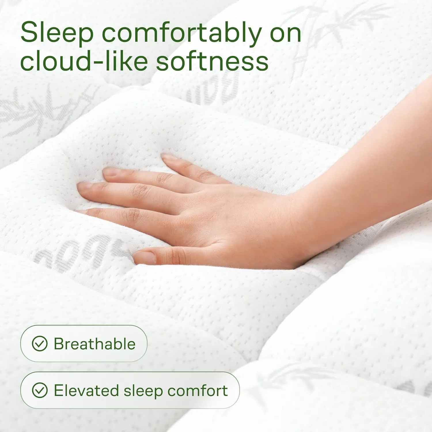 Viscose Made from Bamboo Twin Mattress Topper - Thick Cooling Breathable Pillow Top Mattress Pad for Back Pain Relief - Deep Pocket Topper Fits 8-20 Inches Mattress, White