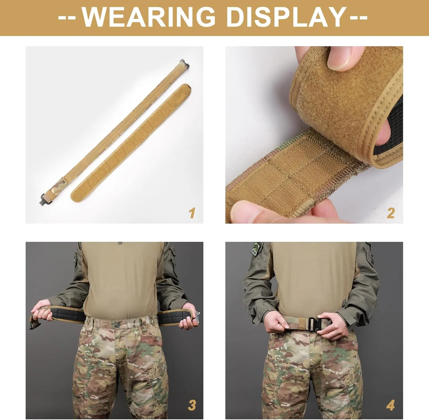 VISMIX Tactical Anti-slip Pad Inner Belt with Loop System - Compatible for MOLLE Battle Belts with Outer Hook System