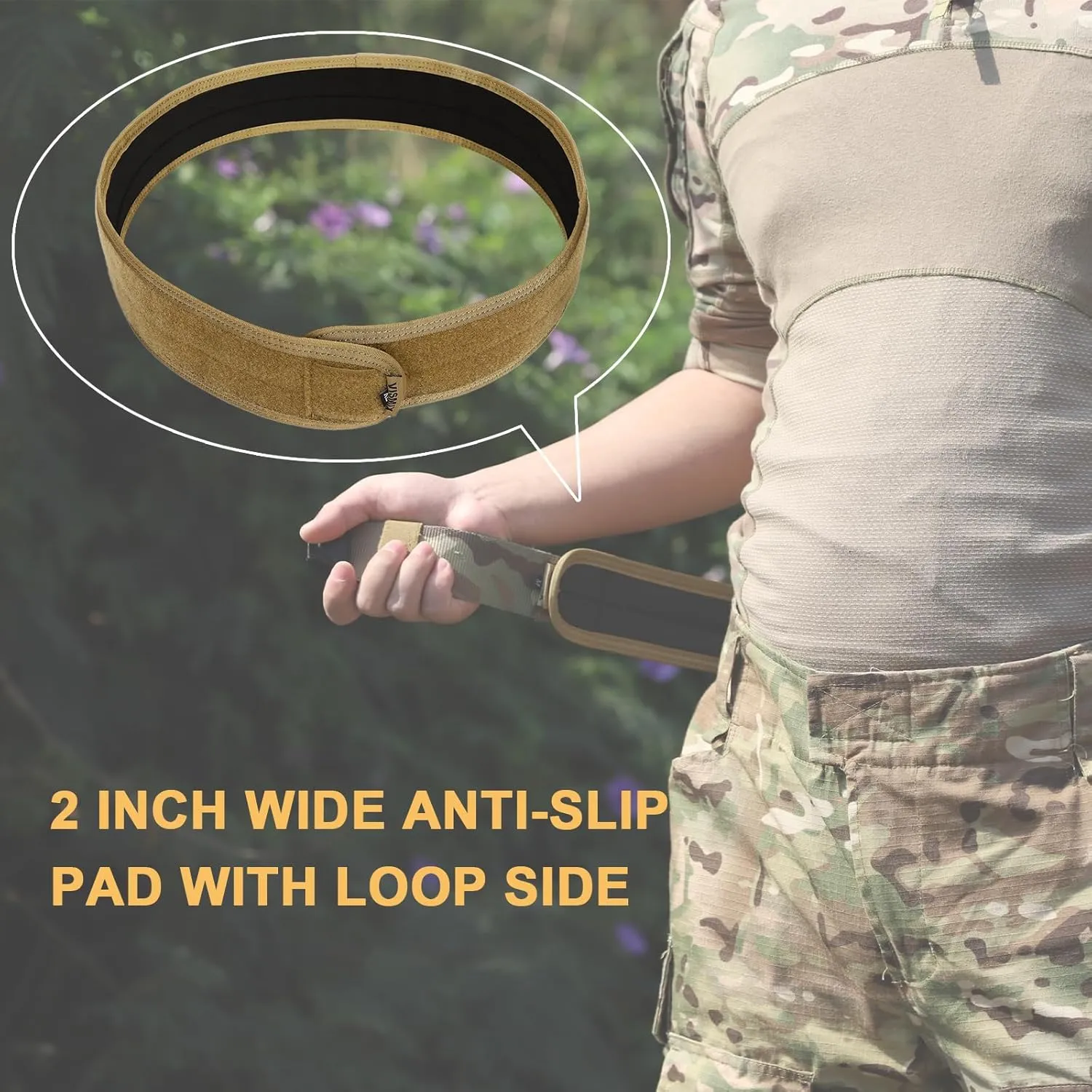 VISMIX Tactical Anti-slip Pad Inner Belt with Loop System - Compatible for MOLLE Battle Belts with Outer Hook System
