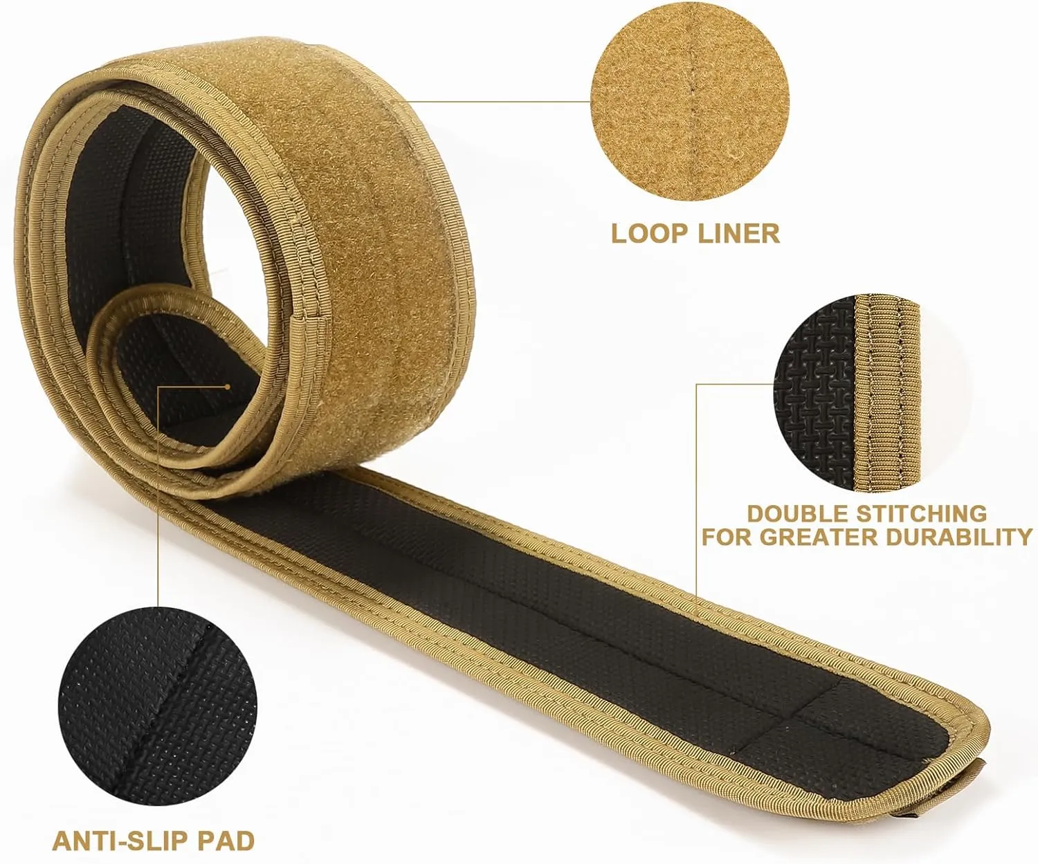 VISMIX Tactical Anti-slip Pad Inner Belt with Loop System - Compatible for MOLLE Battle Belts with Outer Hook System