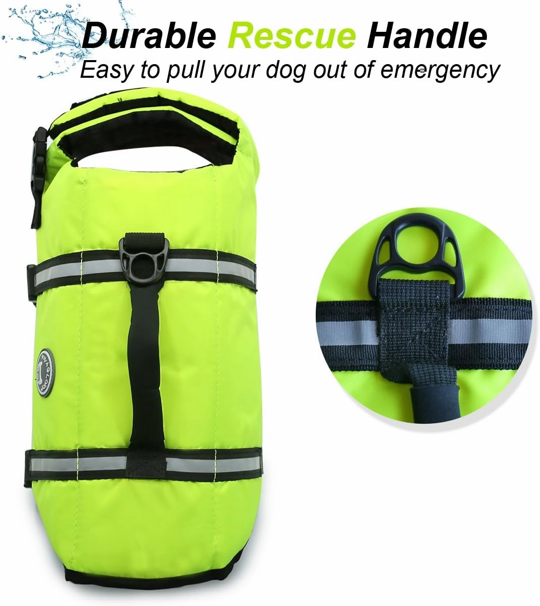 VIVAGLORY Ripstop Dog Life Jacket for Small Medium Large Dogs Boating, Dog Swimming Vest with Enhanced Buoyancy & Visibility, Bright Yellow