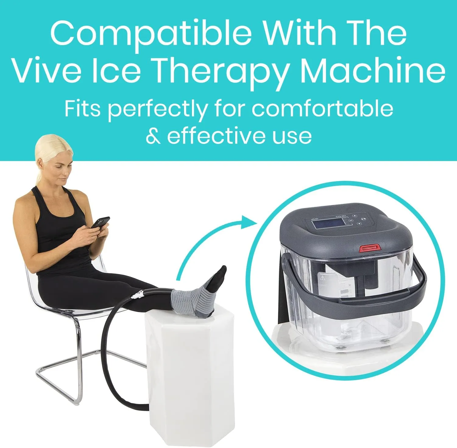 Vive Cold Therapy Machine Replacement Pads for Ankle - Flexible Ergonomic Reusable Padding for Ice Cold Therapy - Pain Relief System - Ankle Adjustable Device Accessory to Reduce Swelling (Pads Only)