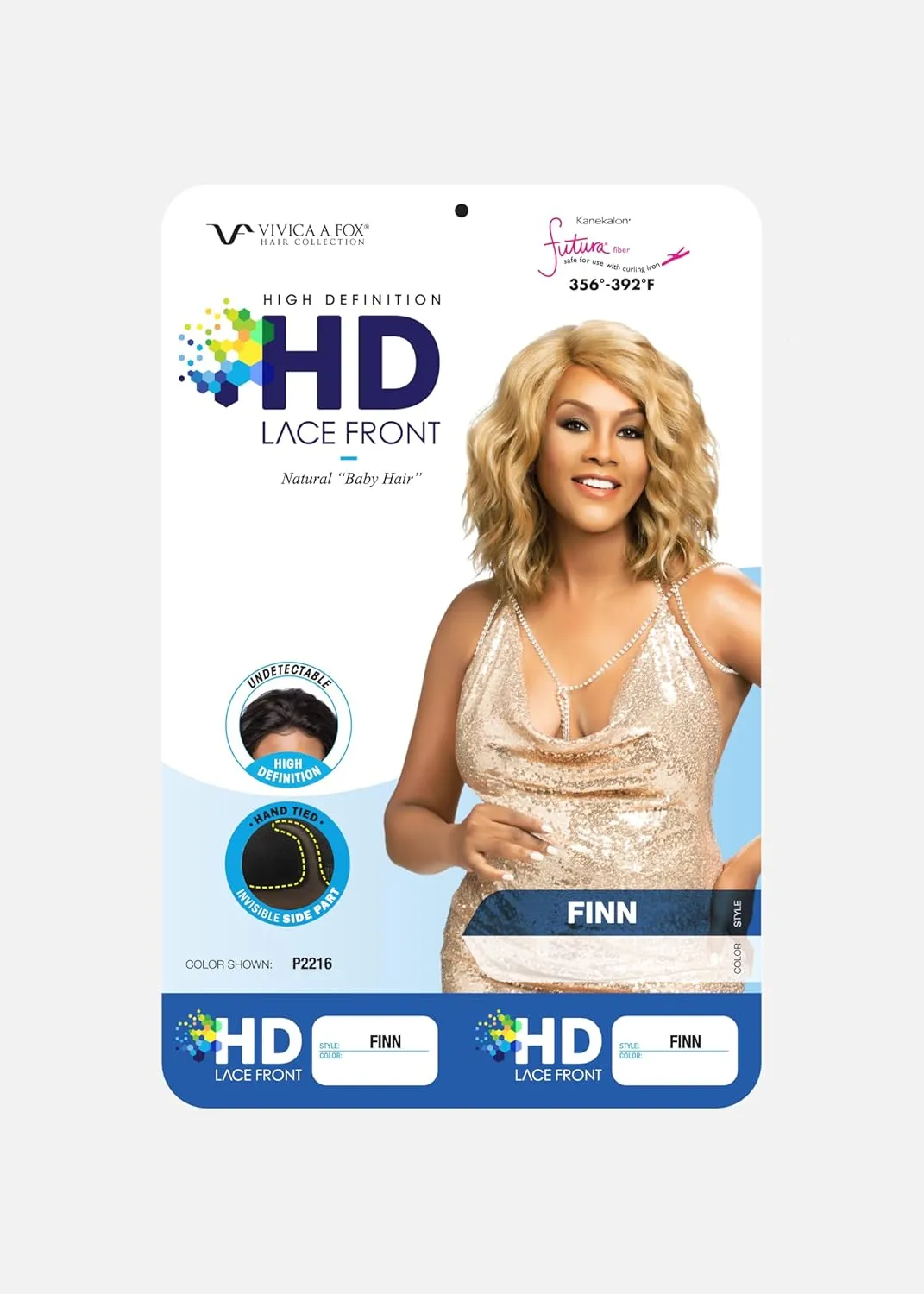 Vivica A. Fox FINN, Futura Synthetic Heat Resistant Fiber, HD Deep Lace Front, Natural Baby Hair, Layered Body Wave and Side Bang w/Invisible Side Part, Full Lace Front Wig (1B Off Black)