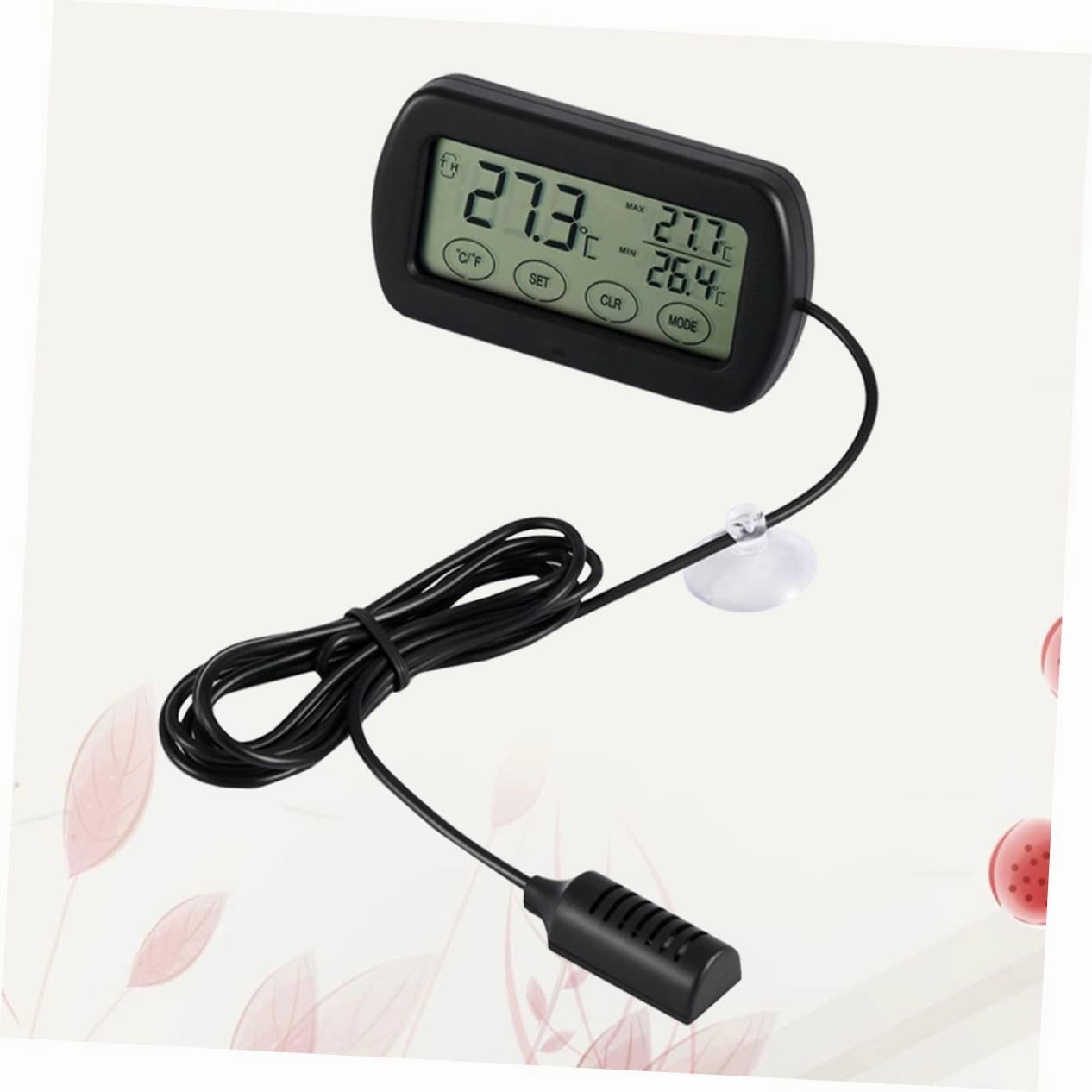 VOSAREA LCD Digital Thermometer Hygrometer for Egg Hatching Pet Monitoring Display Sensor with Fixed Suction Cup Material Home and Incubator Use