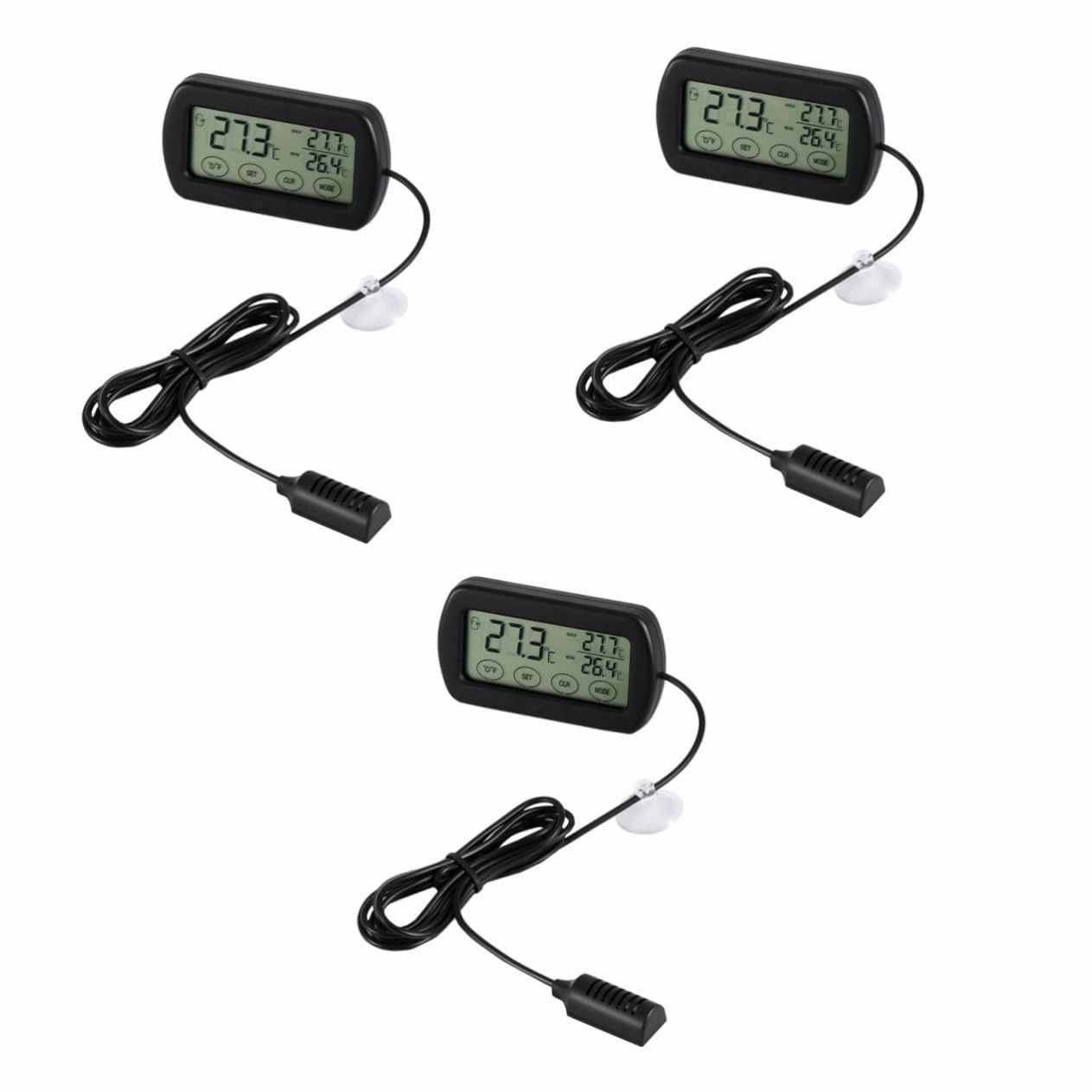 VOSAREA LCD Digital Thermometer Hygrometer for Egg Hatching Pet Monitoring Display Sensor with Fixed Suction Cup Material Home and Incubator Use