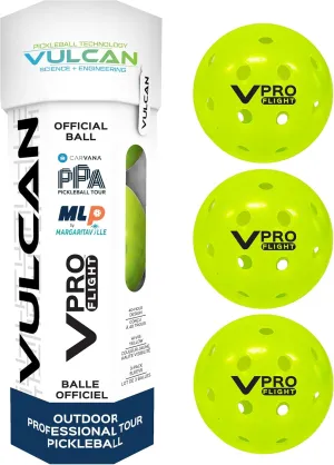 Vulcan | VPRO Flight Outdoor Pickleball Official Ball of The PPA Tour & MLP | 3, 6, 12, 36 & 100 Ball Pack | Hi-Vis Yellow