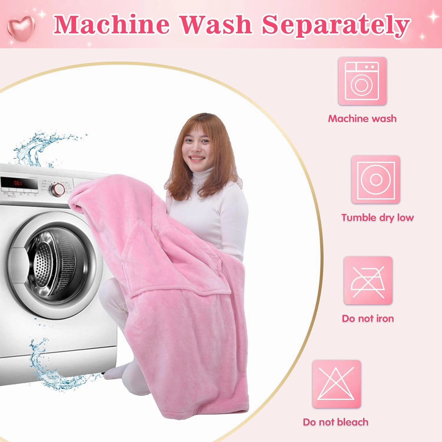 Waitu Wearable Blanket Sweatshirt Gifts for Women and Men, Warm and Cozy Giant Blanket Hoodie, Thick Flannel Blanket with Sleeves - Bright Pink