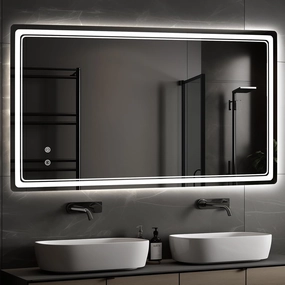 WallBeyond LED Bathroom Mirror with Lights, 28'' x 55'' Inch Led Bathroom Vanity Mirror for Wall with Front and Backlit, Anti Fog Mirror for Bathroom, 3 Colors and Dimmable Light, Horizontal/Vertical