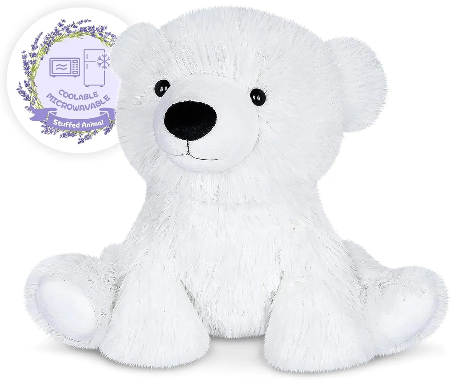 Warming Polar Bear Stuffed Animal, Microwavable Heating Pad for Soothing & Stress Relief, Stuffed Bears Plush Toys with Lavender Scent, Plushies White Bear Gifts Kids & Adults