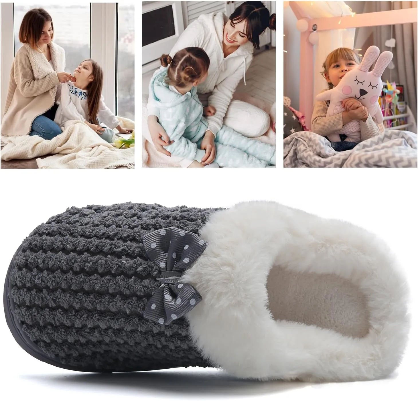 WateLves Girls Slippers Memory Foam Toddler Kids Comfort Wool-Like Plush Fleece Lined House Shoes for Indoor & Outdoor