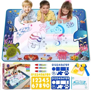 Water Doodle Mat Toddler Toys for Ages 2-4, Magic Color Mat Kids Toys Water Drawing Mat for toddlers 1-3-5 Year Old Educational Learning Toys for 2 3 4 5  Years Old Boys Girls Birthday Christmas Gifts