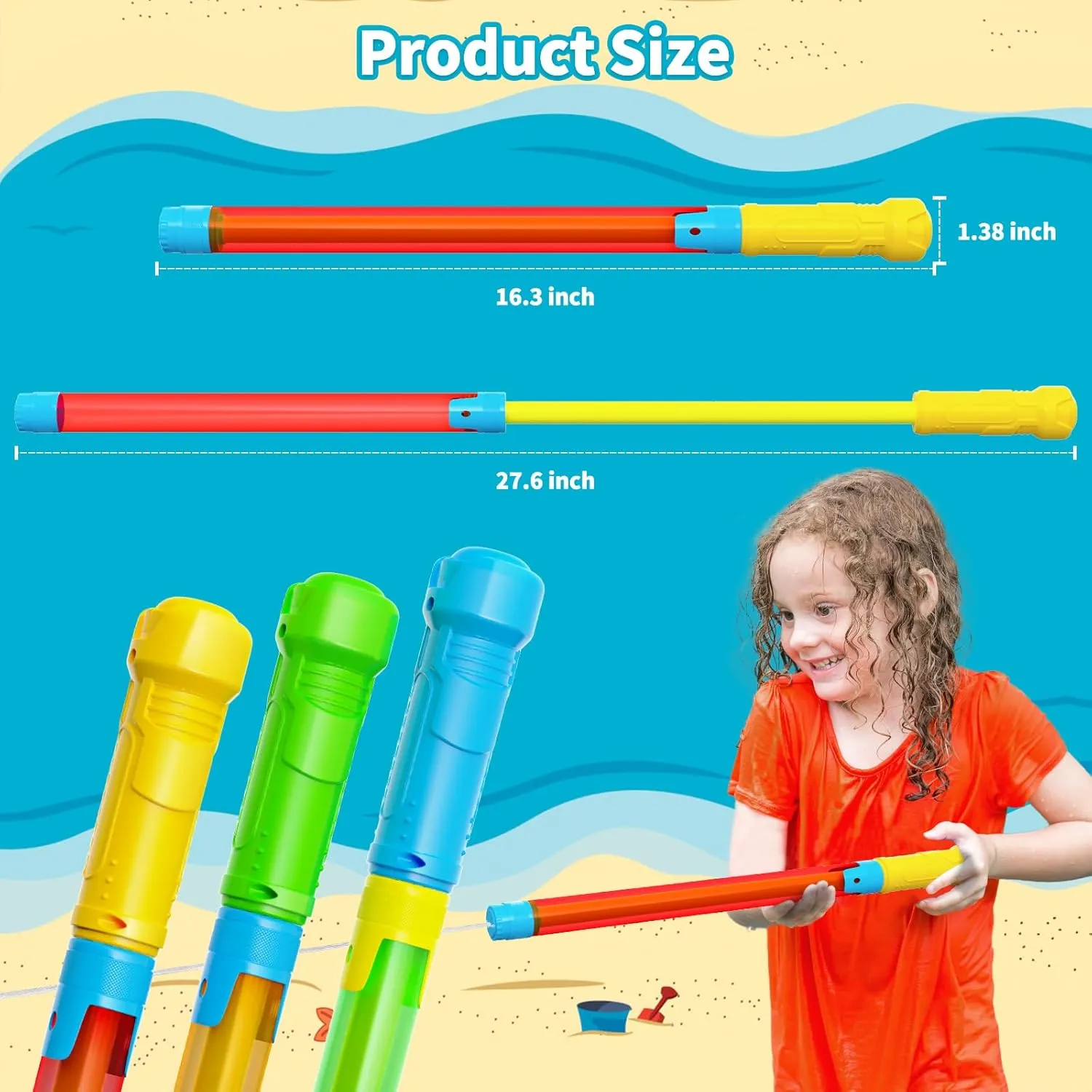 Water Gun Toy - 16.5'' Water Soaker Blaster, 18 PCS Bulk Squirt Gun Pool Toys for Kids Adults, Water Guns for Summer Outdoor Swimming Pool Beach Party Games