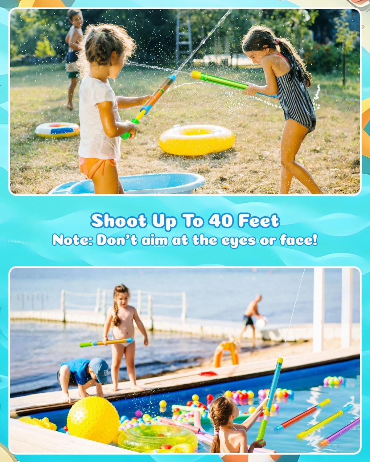 Water Gun Squirt Toys for Kids Adults: Outdoor Super Blaster Water Guns for Kids Age 3-4-5-8-12 Bulk - Fun Water Squirter Toy for Swimming Pool Beach Summer Outside Party Games（6 Pack）