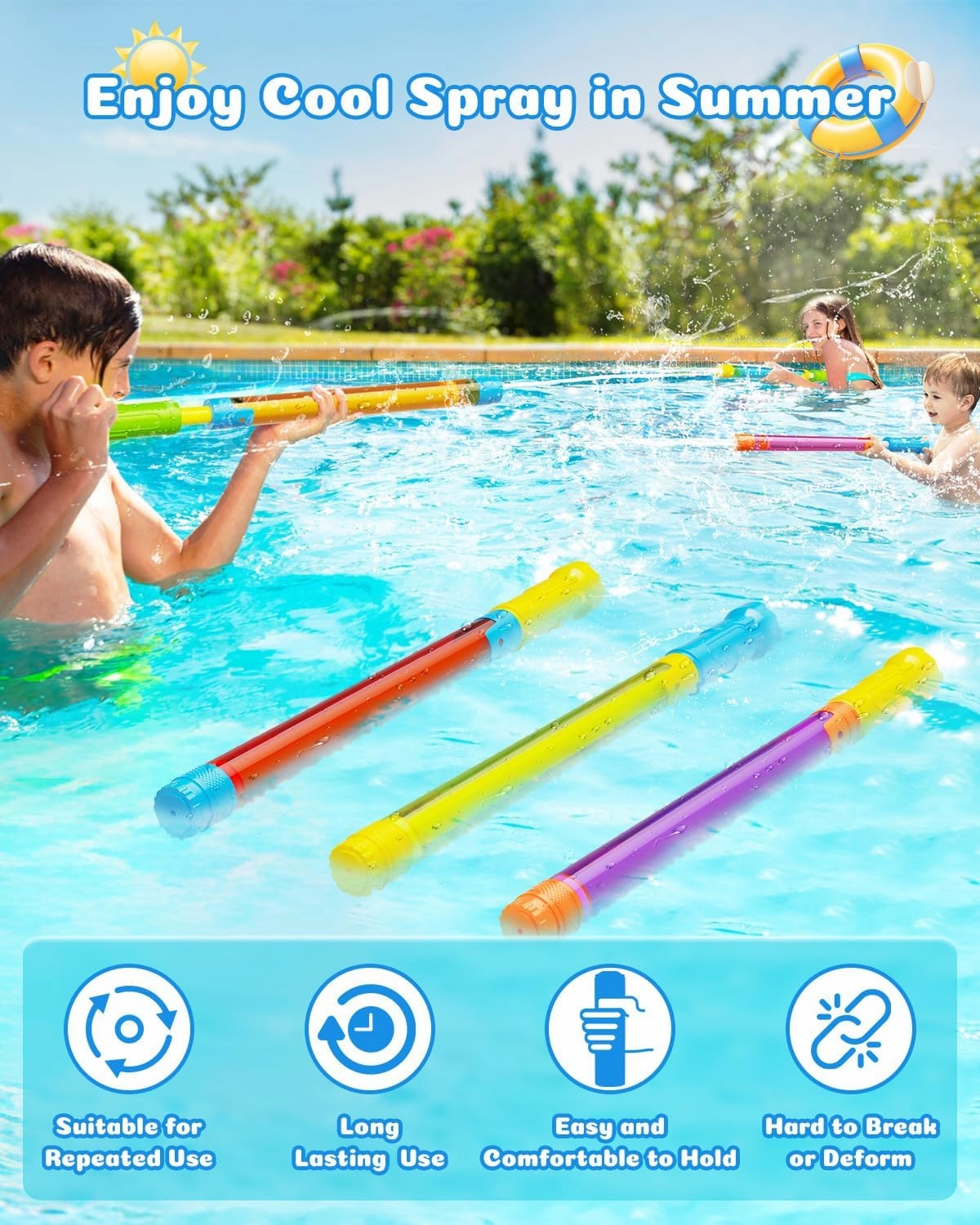 Water Gun Squirt Toys for Kids Adults: Outdoor Super Blaster Water Guns for Kids Age 3-4-5-8-12 Bulk - Fun Water Squirter Toy for Swimming Pool Beach Summer Outside Party Games（6 Pack）