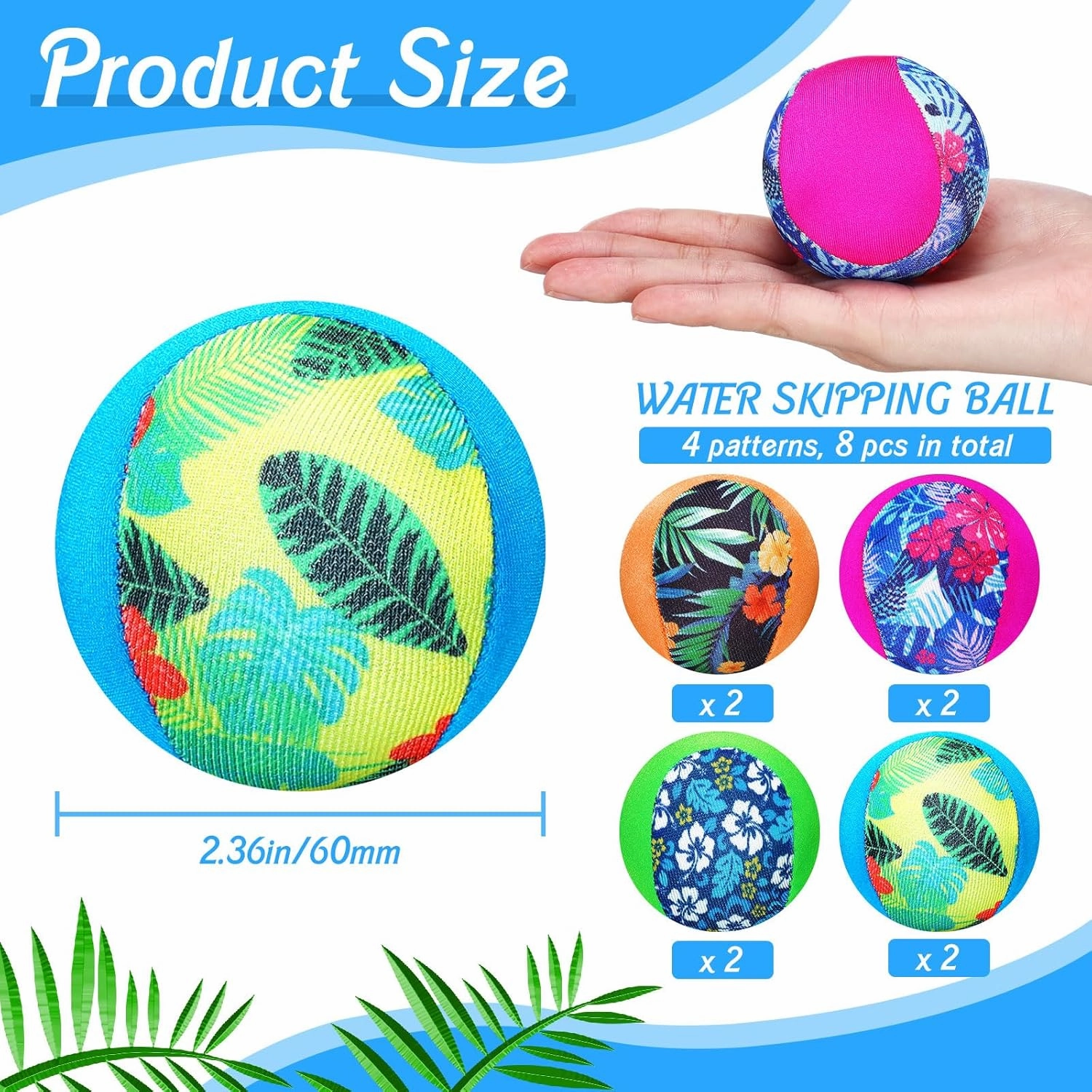Water Skipping Ball for Children Water Grip Bouncing Ball Summer Beach Pool Toy for Adult Fun Swimming Pool Games Party Lake River Favors