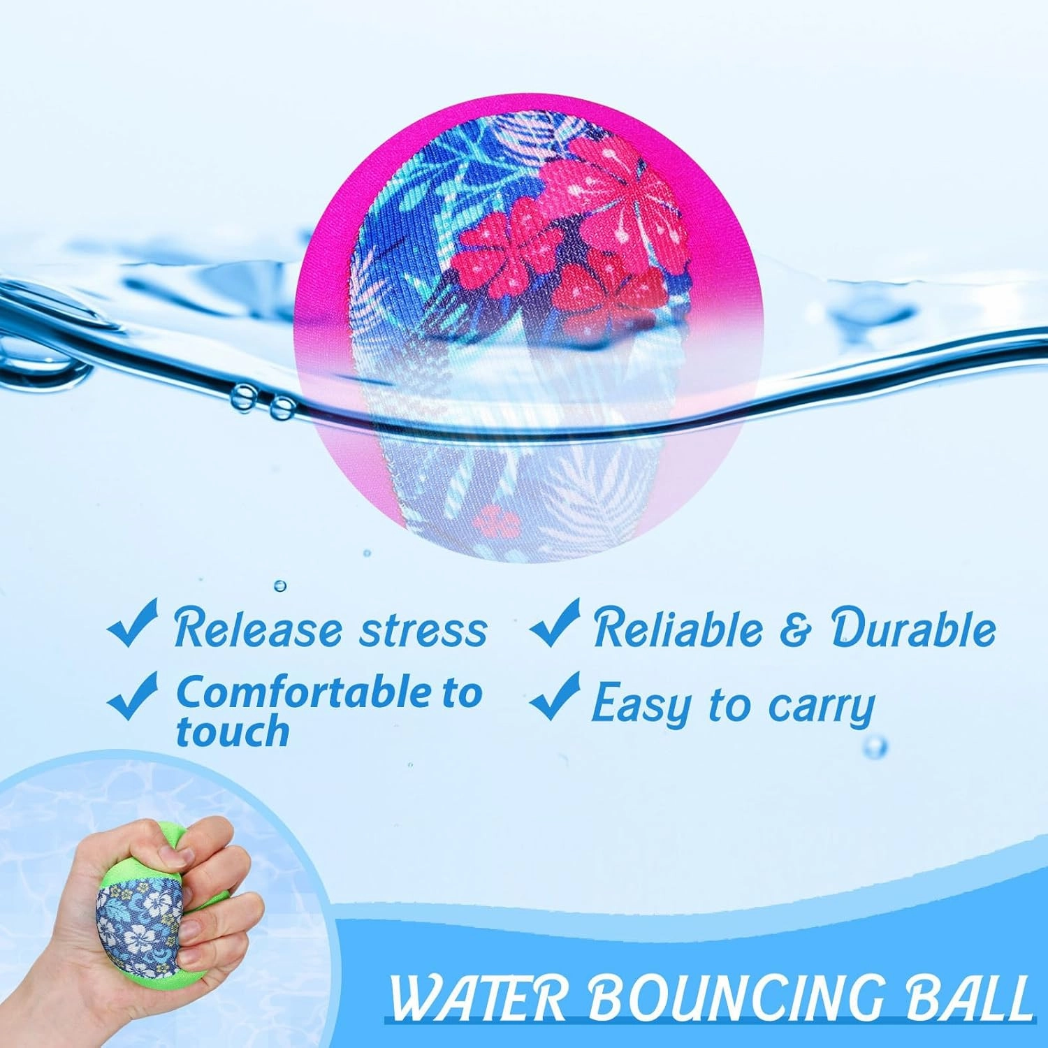 Water Skipping Ball for Children Water Grip Bouncing Ball Summer Beach Pool Toy for Adult Fun Swimming Pool Games Party Lake River Favors